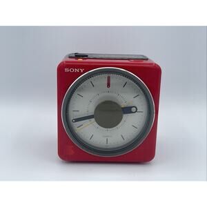 Vintage SONY FM/AM Clock Radio 4.5" ICF-A10W (Red)